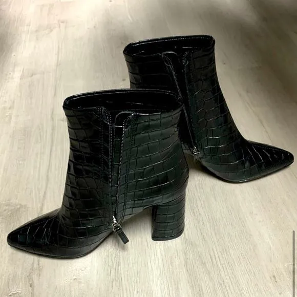 8/ Alice   Olivia Delanie Croc Print Leather Boots.