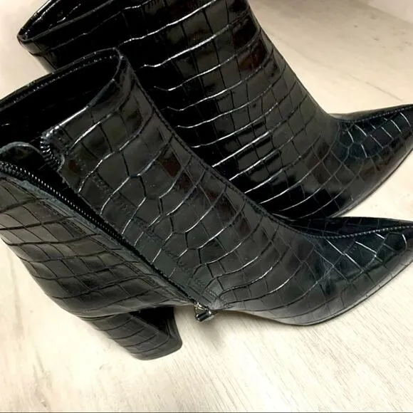 8/ Alice   Olivia Delanie Croc Print Leather Boots.
