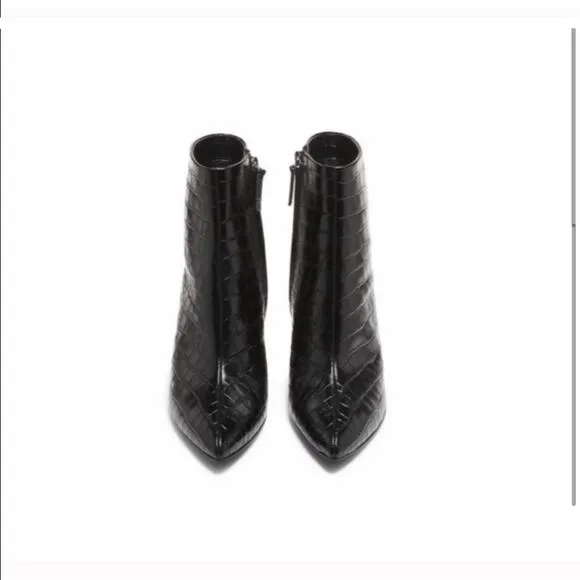 8/ Alice   Olivia Delanie Croc Print Leather Boots.
