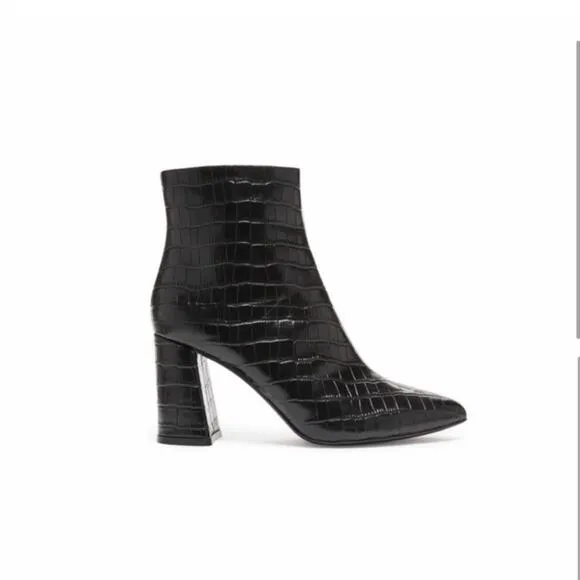 8/ Alice   Olivia Delanie Croc Print Leather Boots.