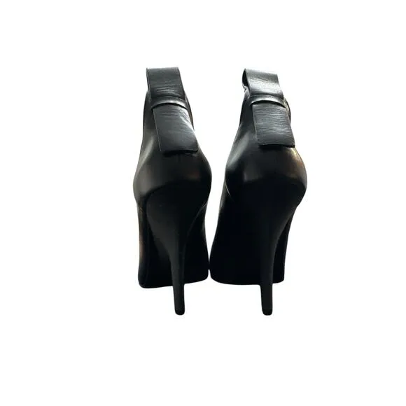 $895 ALEXANDER WANG BLACK LEATHER PEEP TOE HEEL SHOES 37