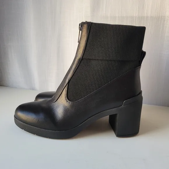 ABEO Metropolis Zip women's chunky heel leather boots size 9