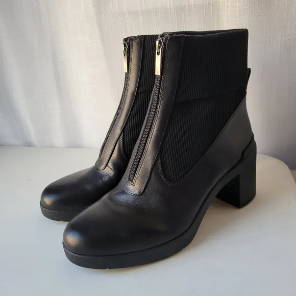 ABEO Metropolis Zip women's chunky heel leather boots size 9