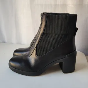 ABEO Metropolis Zip women's chunky heel leather boots size 9