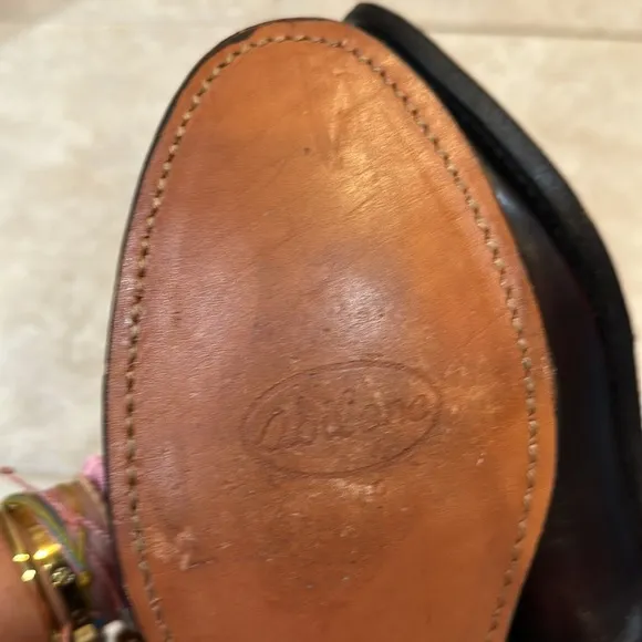 Abilene Black Cherry Round Toe Pull On Cowboy Boots 10.5 USA Made