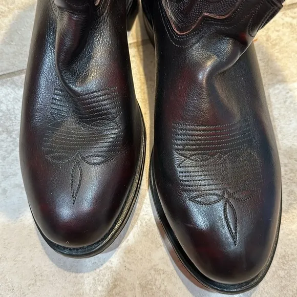 Abilene Black Cherry Round Toe Pull On Cowboy Boots 10.5 USA Made