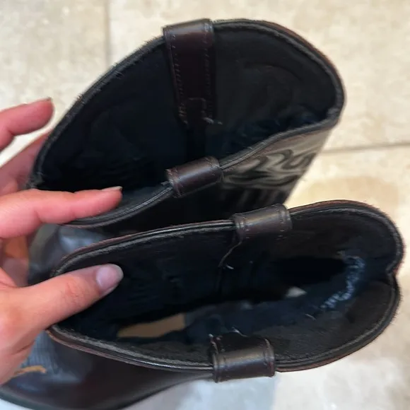 Abilene Black Cherry Round Toe Pull On Cowboy Boots 10.5 USA Made