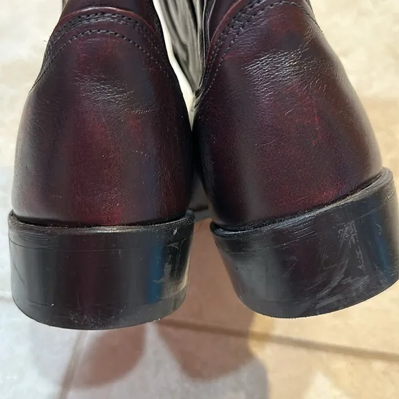 Abilene Black Cherry Round Toe Pull On Cowboy Boots 10.5 USA Made