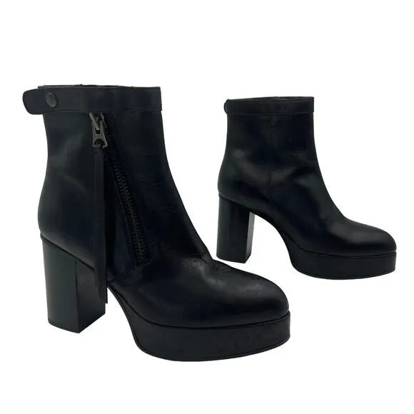 Acne Studios Black Platform Ankle Boots Leather