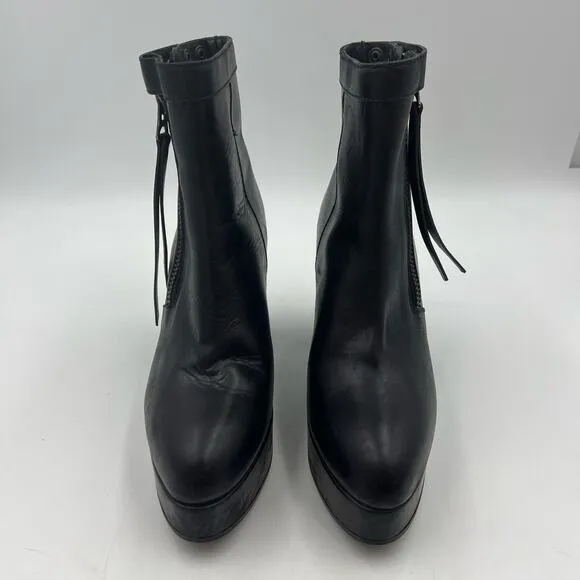 Acne Studios Black Platform Ankle Boots Leather
