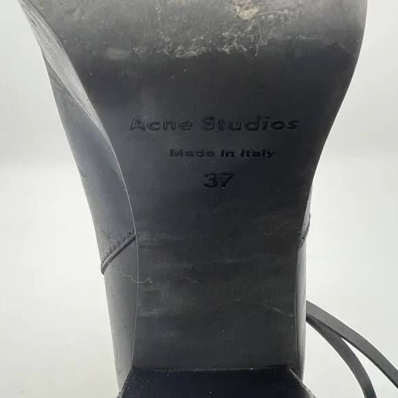 Acne Studios Black Platform Ankle Boots Leather