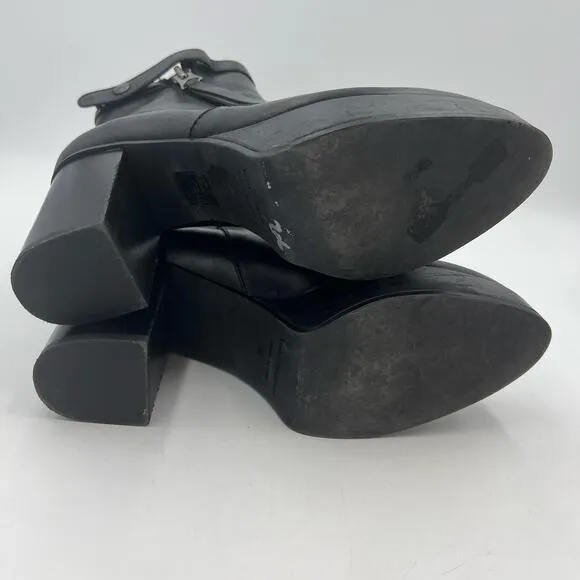 Acne Studios Black Platform Ankle Boots Leather