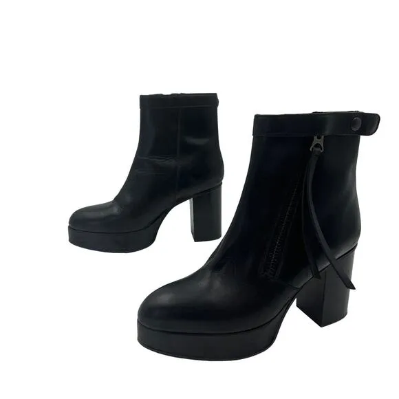 Acne Studios Black Platform Ankle Boots Leather