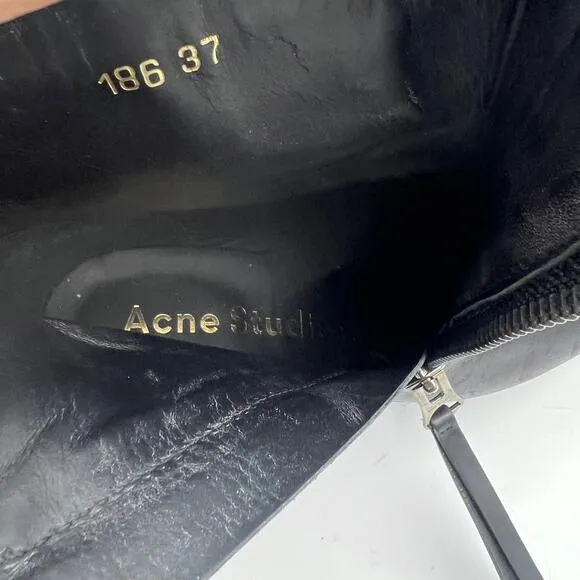Acne Studios Black Platform Ankle Boots Leather