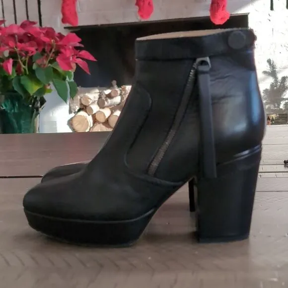 Acne Studios Black Leather Track Platform Boots Sz 37