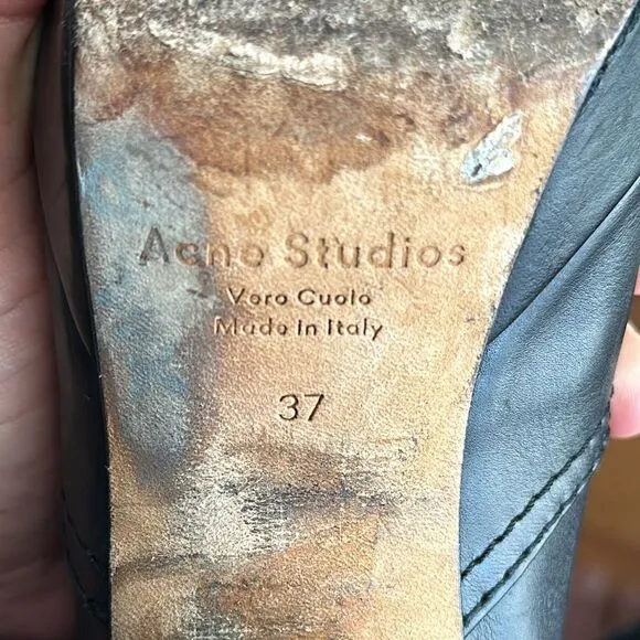 Acne Studios Black Leather Track Platform Boots Sz 37