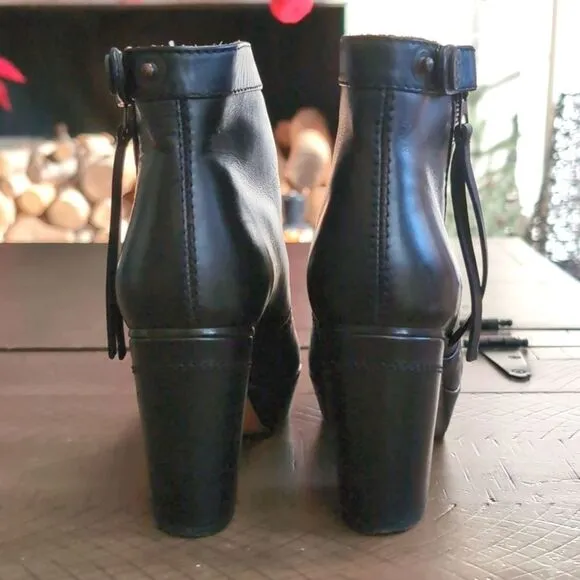 Acne Studios Black Leather Track Platform Boots Sz 37