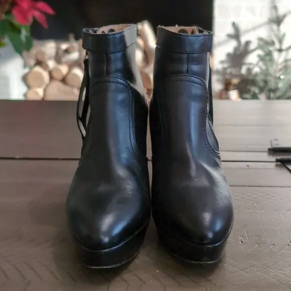 Acne Studios Black Leather Track Platform Boots Sz 37