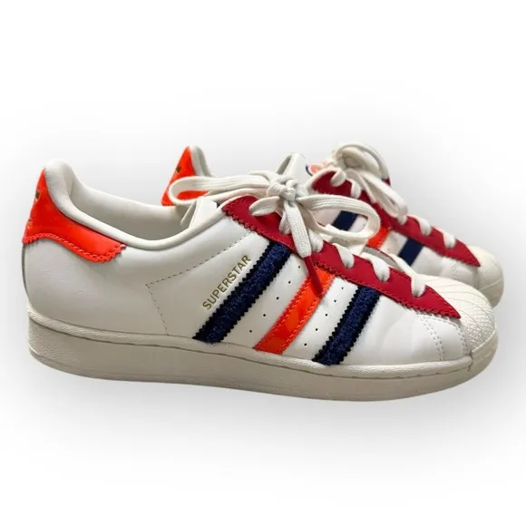 ADIDAS Superstar Shoes in Off White /Better Scarlet /Solar Red, Size 7