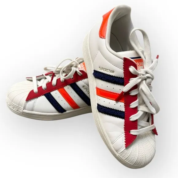 ADIDAS Superstar Shoes in Off White /Better Scarlet /Solar Red, Size 7
