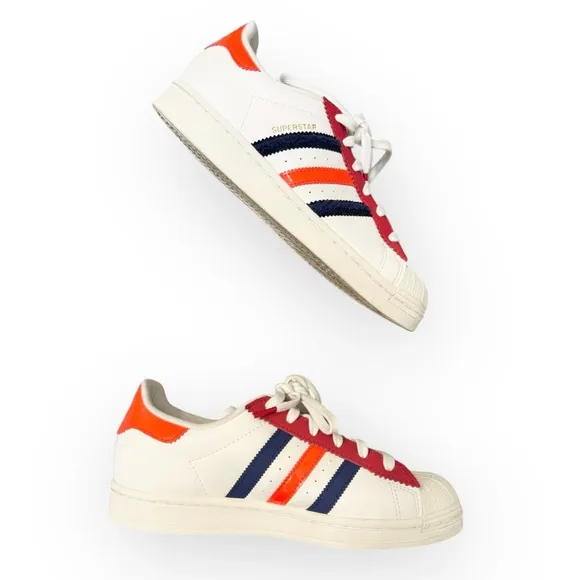 ADIDAS Superstar Shoes in Off White /Better Scarlet /Solar Red, Size 7