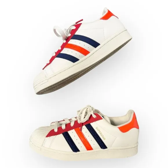 ADIDAS Superstar Shoes in Off White /Better Scarlet /Solar Red, Size 7