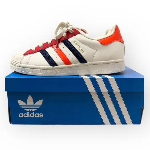ADIDAS Superstar Shoes in Off White /Better Scarlet /Solar Red, Size 7
