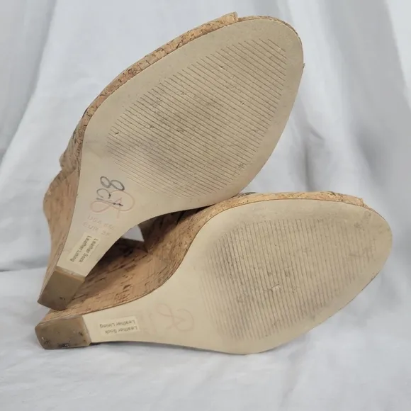 Adrianna Papell Women's Cork Tan Slingback Peep Toe Wedge High Heels Size 8