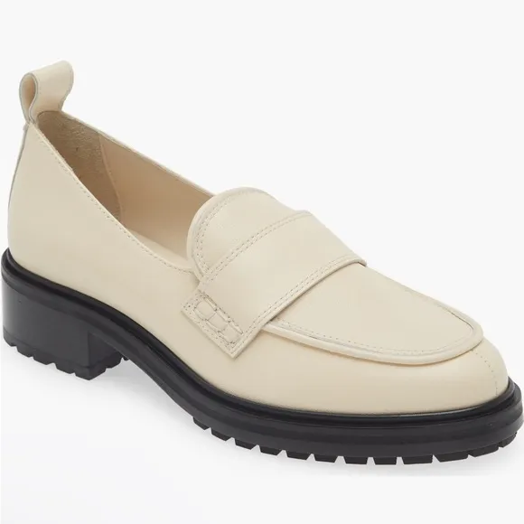Aeyde Ruth LugSole Chunky Italian Apron Leather Platform Loafers in Creamy NIB 6