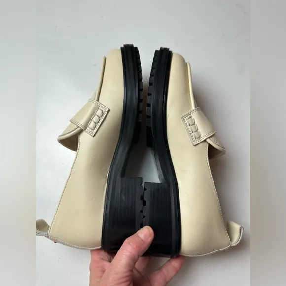 Aeyde Ruth LugSole Chunky Italian Apron Leather Platform Loafers in Creamy NIB 6