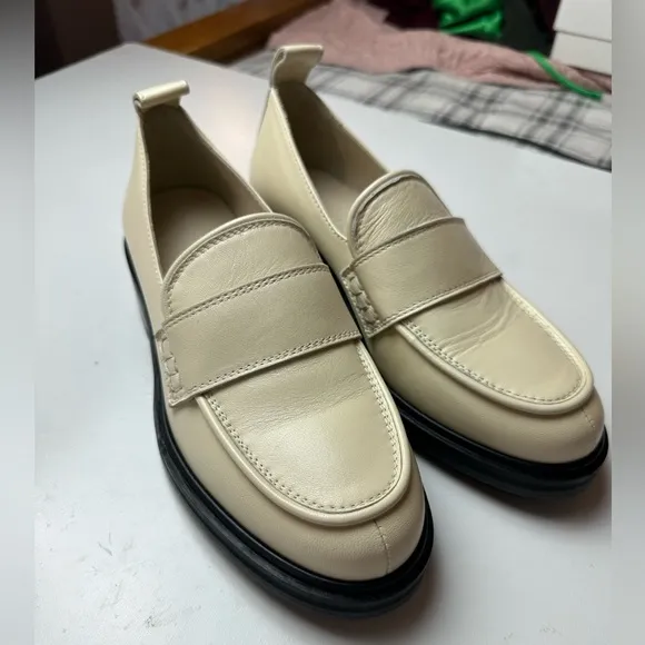 Aeyde Ruth LugSole Chunky Italian Apron Leather Platform Loafers in Creamy NIB 6