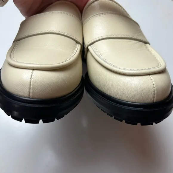 Aeyde Ruth LugSole Chunky Italian Apron Leather Platform Loafers in Creamy NIB 6