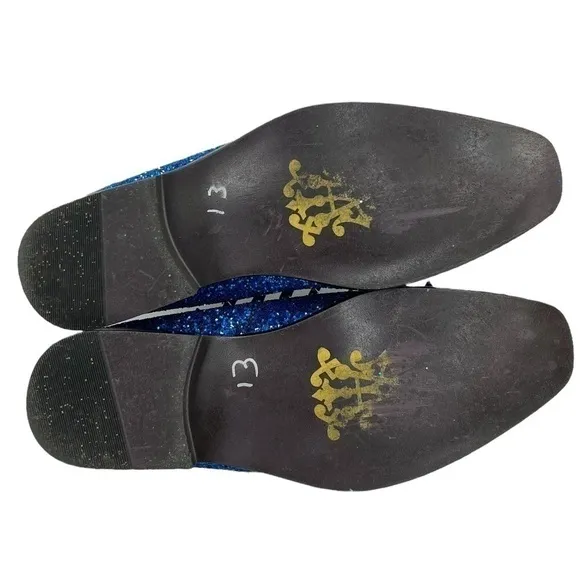 After Midnight Men’s Royal Blue “Ultra Spikes” Sequined Dress Loafer Shoes