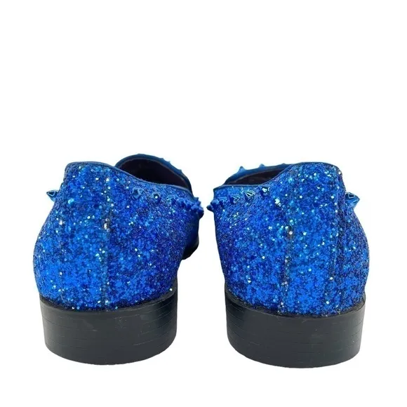 After Midnight Men’s Royal Blue “Ultra Spikes” Sequined Dress Loafer Shoes