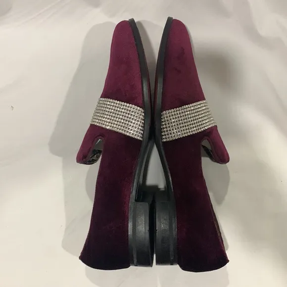 AFTER MIDNIGHT Velvet Crystal Slip on Loafers Formal Footwear