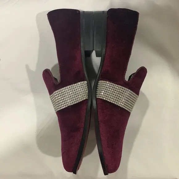 AFTER MIDNIGHT Velvet Crystal Slip on Loafers Formal Footwear