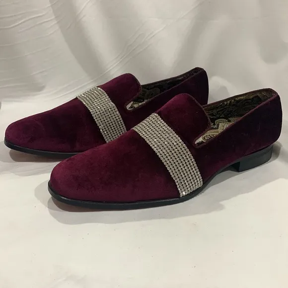 AFTER MIDNIGHT Velvet Crystal Slip on Loafers Formal Footwear