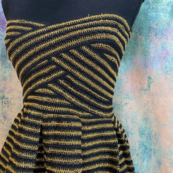 📌a'gaci Eyecatcher Gold-Black Prom Cocktail Dress