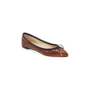 AGL ATTILIO GIUSTI LEOMBRUNI Jomy Pointed Toe Ballet Flat Cognac Size 41 US 11