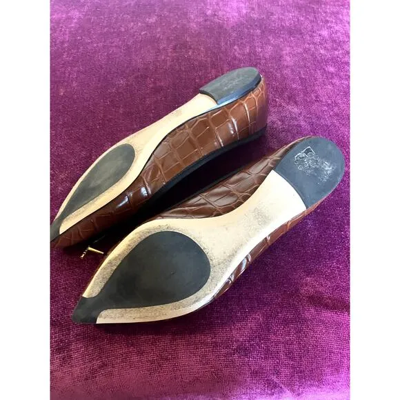AGL ATTILIO GIUSTI LEOMBRUNI Jomy Pointed Toe Ballet Flat Cognac Size 41 US 11