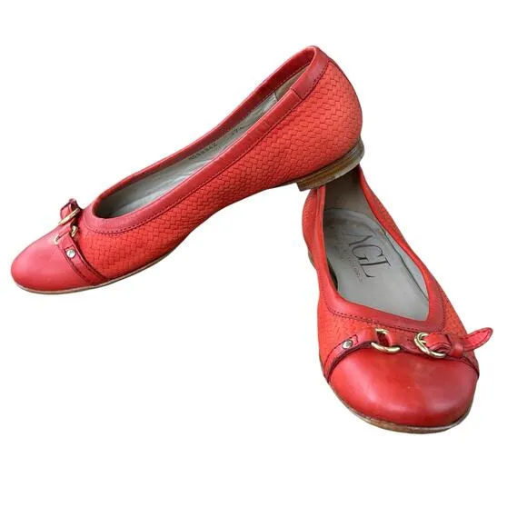 AGL Attilio Giusti Leombruni Monika Ballet Flats Orange Red Coquette Italian