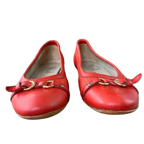 AGL Attilio Giusti Leombruni Monika Ballet Flats Orange Red Coquette Italian