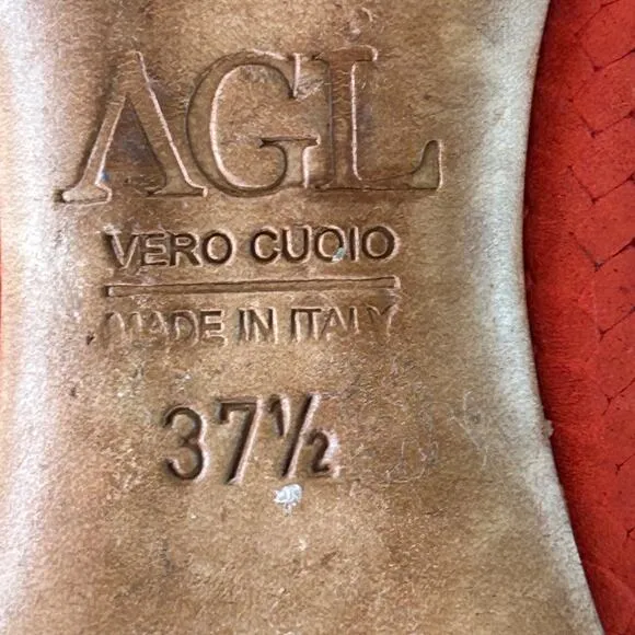 AGL Attilio Giusti Leombruni Monika Ballet Flats Orange Red Coquette Italian