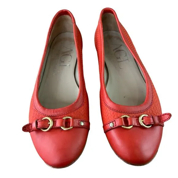 AGL Attilio Giusti Leombruni Monika Ballet Flats Orange Red Coquette Italian