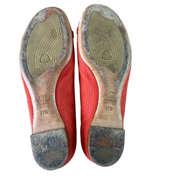 AGL Attilio Giusti Leombruni Monika Ballet Flats Orange Red Coquette Italian
