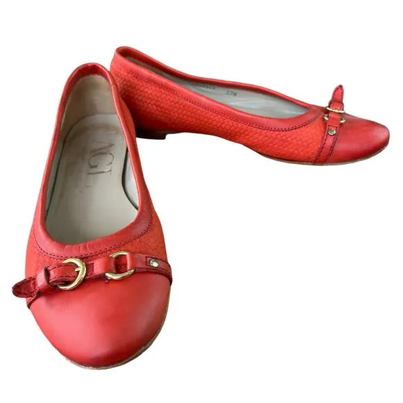 AGL Attilio Giusti Leombruni Monika Ballet Flats Orange Red Coquette Italian