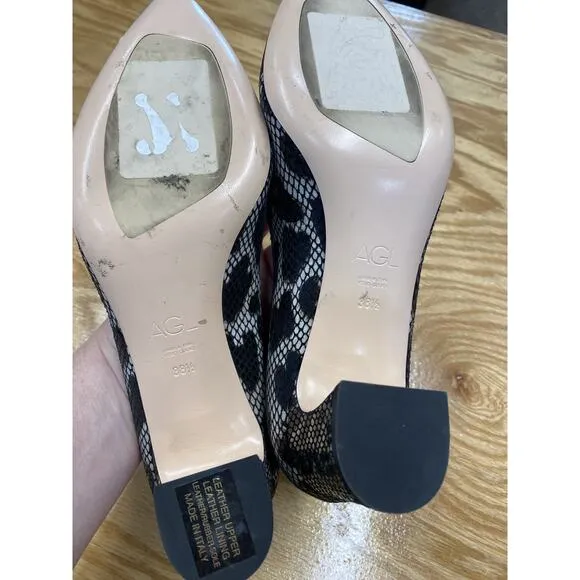 AGL Attilio Giusti Leombruni Pump Women's 8 Black Leopard Print Block Heel