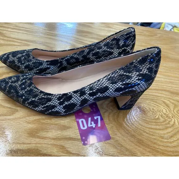 AGL Attilio Giusti Leombruni Pump Women's 8 Black Leopard Print Block Heel