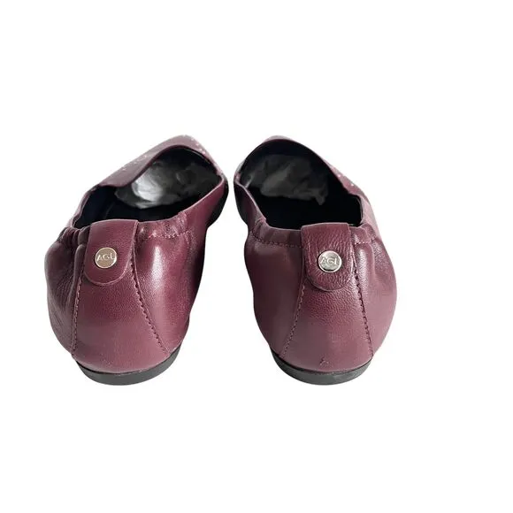 AGL Attilio Giusti Leombruni Studded Flats Pointy Toe Shoes 39 Burgundy