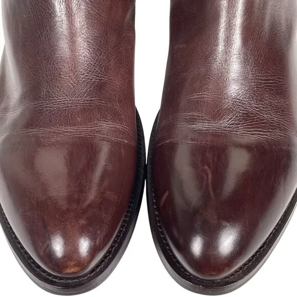 AGL ATTILIO GIUSTI LEOMBRUNI Tall Riding Leather Boots Size 10 Size 40 Brown